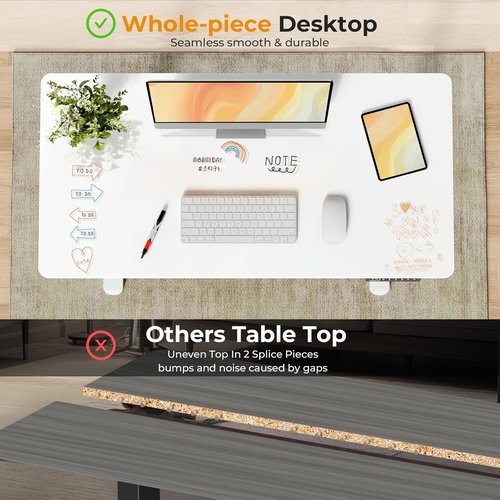JOY Worker Electric Standing Desk - Height Adjustable 40" x 20" Glass Workstation | White Finish