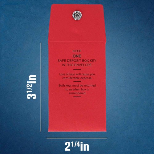 BankSupplies Stock Key Envelopes | Compact Red Safe Deposit Envelope | Pack of 100 | 2-1/4W x 3-1/2H | Re-Closable Snap Lock Fastener | Durable Construction
