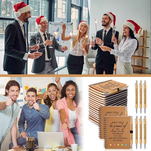 Moinchore 20 Sets Inspirational Notebook Bulk Christmas Employee Appreciation Gifts Spiral Weekly Planner Notebook with Sticky Note bamboo Pens for Holiday Coworker Nurse Staff (May You Be Proud)