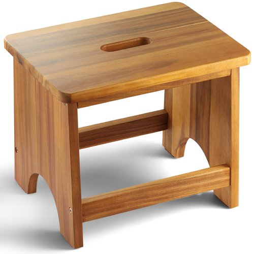 FANATU Wooden Step Stool, 13'' Heavy Duty Stepping Stool for Adults with Handle, Nonslip & Durable Design Supports up to 500lbs for Bedroom or Kitchen