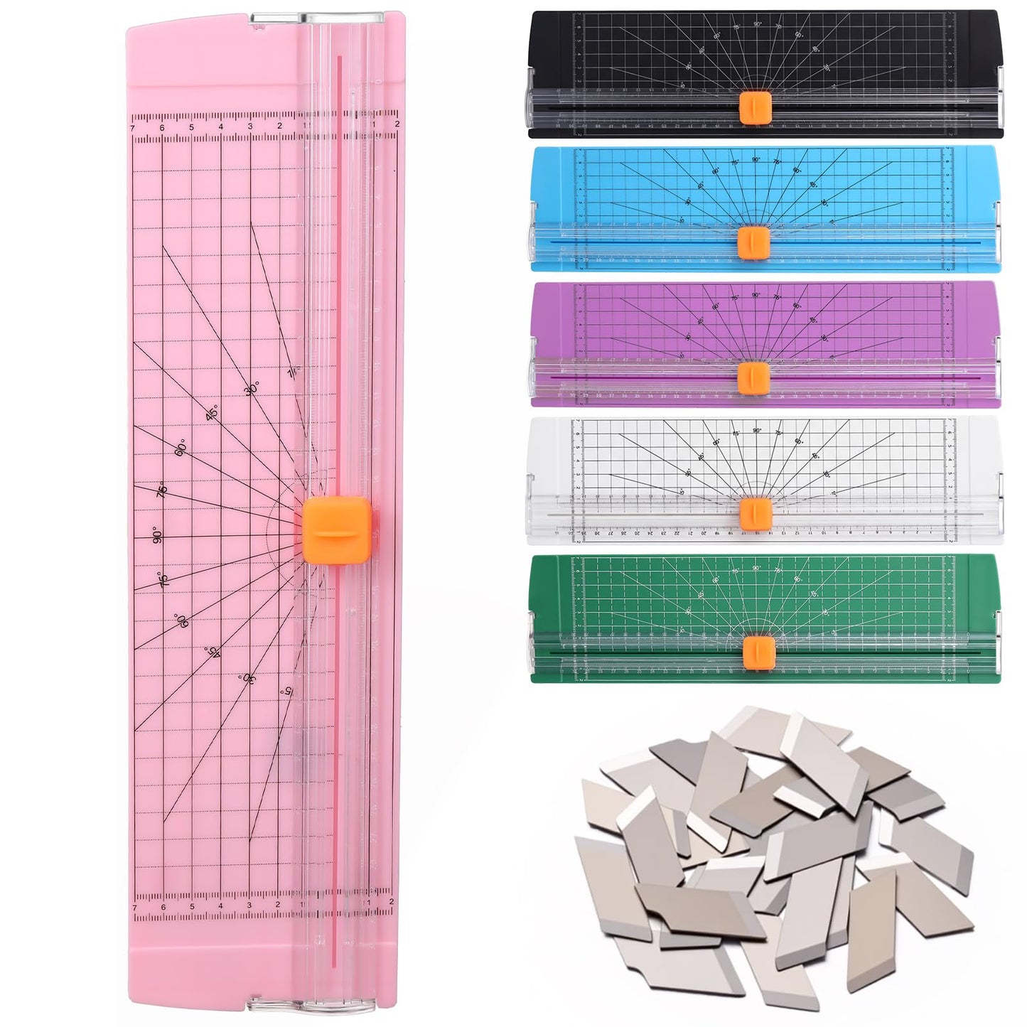 ForraFun 6 Pcs Paper Cutter A4 Size (12 Inch) Bulk Includes 25 Blades Sliding Paper Trimmer with Side Ruler for Scrapbooking Craft Coupon Label Cardstock Photos for Office Administrative Classroom