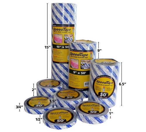 FastCap Peel and Stick SpeedTape Double Sided Adhesive Tape for Edge Banding - Wood Working Tools for Home Repair and Home Improvement - 1" x 50', 6-Pack - 98224-6P