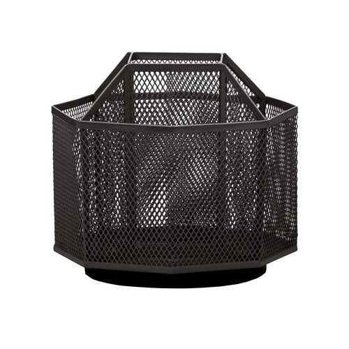 Annova Mesh Desk Organizer Rotate with 5 Compartments Spinning Tidy Candy/Pen Holder Office, Art Supply, Storage, Classroom, Home (Black)