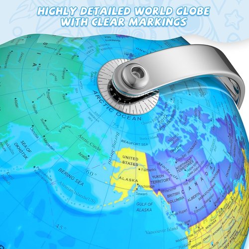 Illuminated World Globe - 8" Globe Lamp with Interactive World Map for Kids | STEM Learning Gift & Night Light