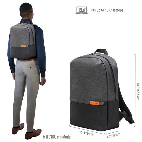 EVERKI Light Laptop Backpack with Hidden Pocket 15.6-Inch - Durable Men’s Work Back Pack, Business Travel Backpack, College Laptop Bookbag for Men & Women, Work Office Back Pack, (EKP106) Charcoal
