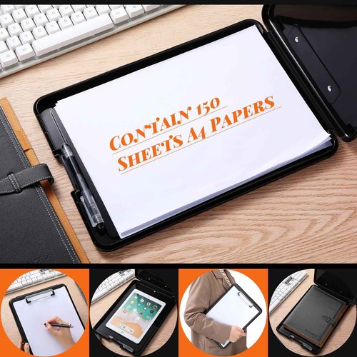 12 Pieces Clipboard with Storage 9.5 x 13.5'' High Capacity Nursing Clip Boards with Pen Holder Black Binder Folder Paper Organizer for Nurses Teachers Work School Office Supplies(Black)