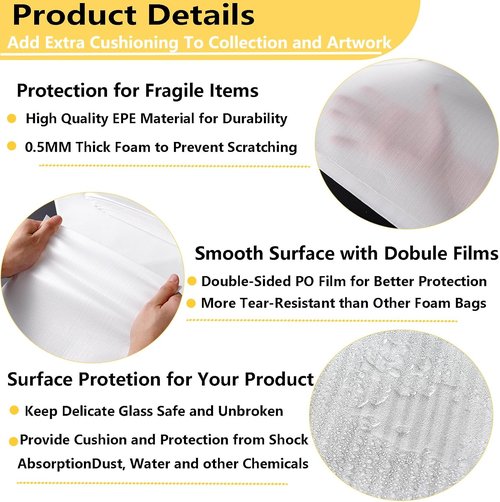 Foam Pouches by [Brand Name] - 50 Pack 16”x20” Cushion Bags for Safe Packing & Shipping Fragile Items