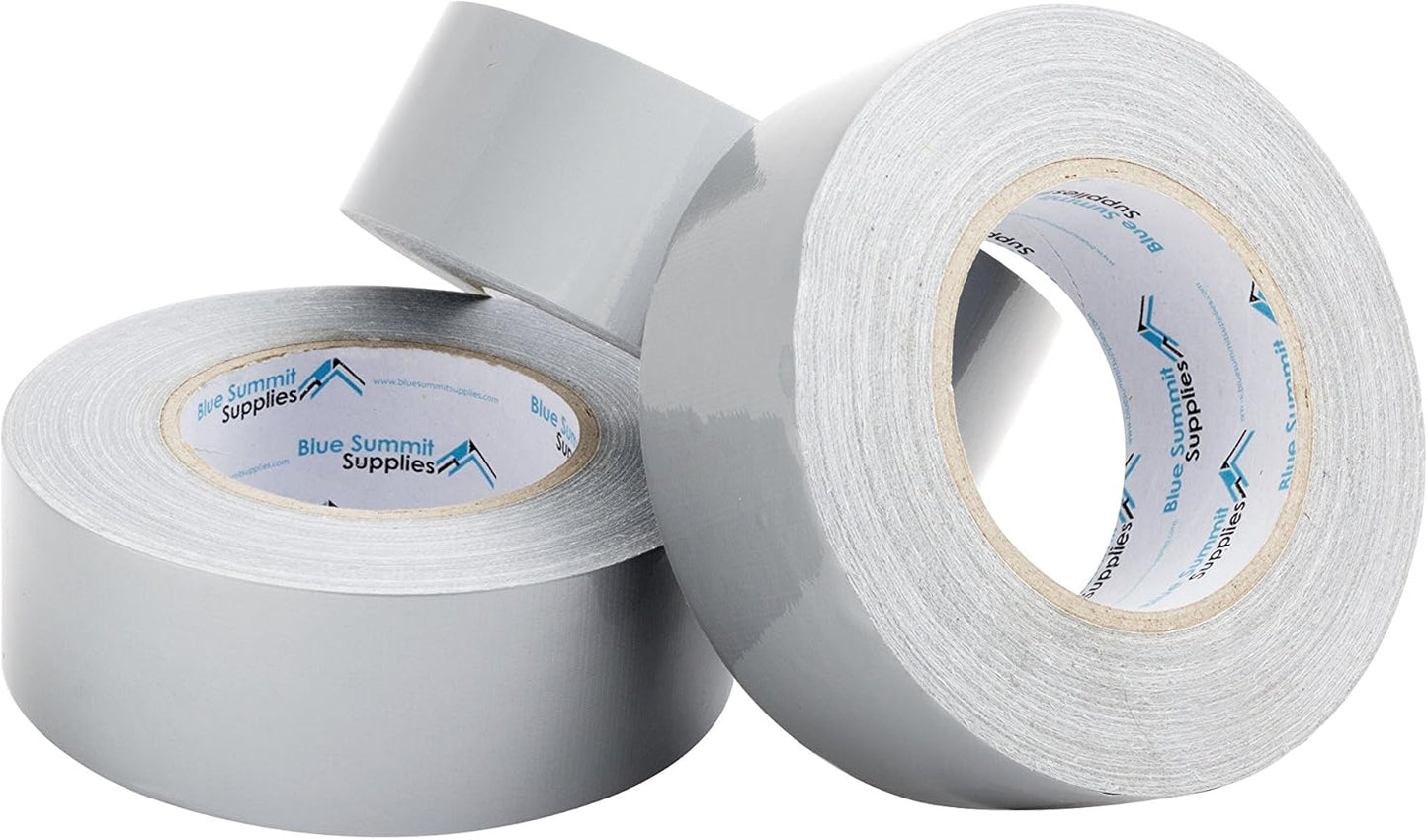 Blue Summit Supplies Duct Tape - 12 Pack, Tear by Hand Design, Silver, 7.3mil Thickness, 60 Yards Each