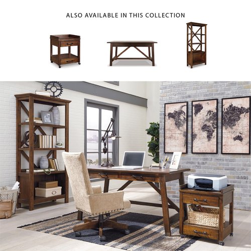 Signature Design by Ashley Baldridge Rustic Industrial Office Printer Stand with Storage, Brown