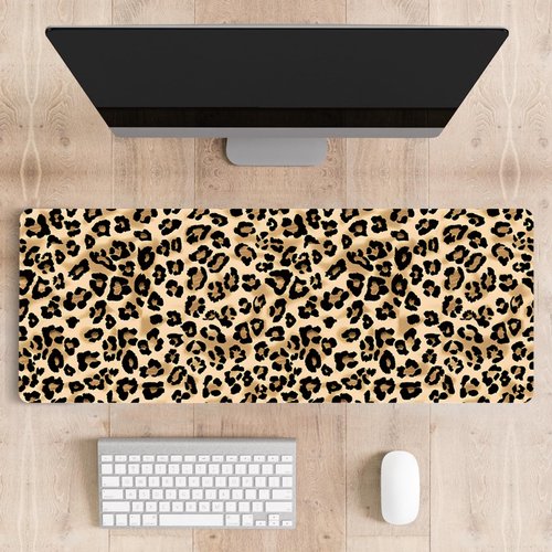 Stanoha Mousepad Desk Mat Gaming Large Keyboard Cute Office Desktop Computer Laptop XXL Long Big Kawaii Aesthetic Girly Pretty Design Women Girl Gamer Oversized Wide 30x12'' Mousepad, Leopard