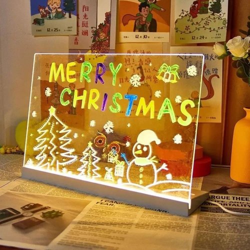 LED Note Board with 7 Colors, Light Up Dry Erase Board with Stand, 7.9"x11.8" Led Drawing Board for Kids, Writing Board with Soft Cloth, USB Cable, Holiday Trend Gift
