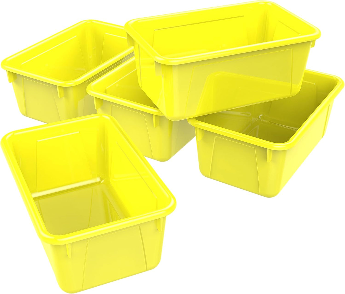 Storex Small Cubby Bins - Pack of 5, 12.2 x 7.8 x 5.1 Inches, Bright Yellow Storage Solution