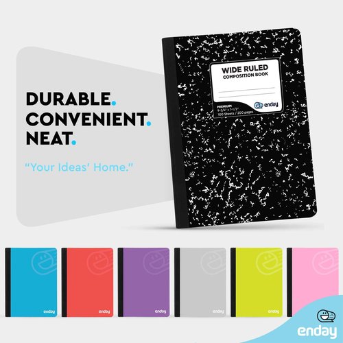 Emraw Composition Notebooks Bulk, Wide Ruled Writing Journals in Bulk, Marble Style Hard Cover Composition Book with Lined Paper, Bulk Student Notebooks for School Supplies, 100 Sheets, Pack of 48
