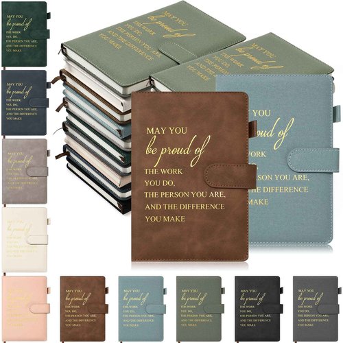 Roowest 20 Pcs Employee Appreciation Gifts A5 Leather Notebooks May You Proud of The Work Journals Bulk Thank You Gifts for Team Teachers Coworker Volunteers Social Worker(10 Color,Proud)