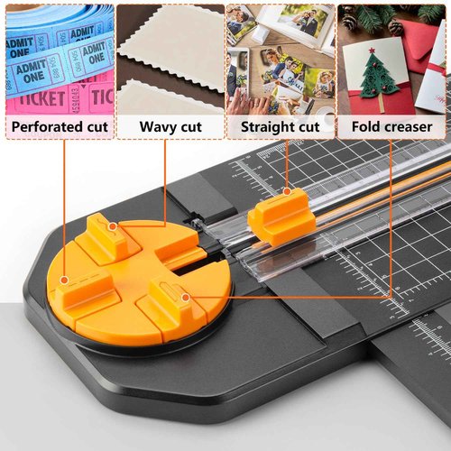 Ecraft 4-in-1 Paper Cutter - 12" Paper Trimmer Multi-Function Scrapbooking Tool & Paper Corner Rounder Punch 3 in 1 (R4mm, R7mm, R10mm)