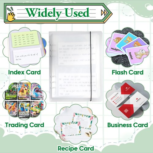 SHANGRLA 3x5 Index Card Holder Binder - Card Organizer for Note Cards, Flash Cards, and Recipe Cards, 90 Card Sleeves - Stores up to 180 Index Cards, Indexcard Notecard Storage Solution