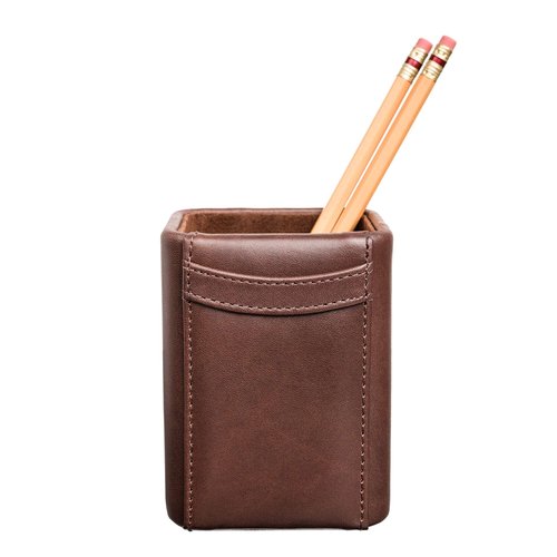 Dacasso Leather Pencil Cup - Luxury Cup Storage for Pens, Pencils, & Office Accessories - Elegant Pen Organizer & Executive Desk Decor - (Chocolate Brown)