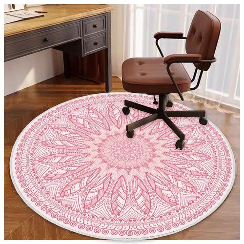Soofteilliv 4ft/48in Home Office Chair Mat for Hardwood Floor, Anti-Slip Desk Chair Mats, Computer Gaming Chair Mats for Rolling, Low Pile Carpet Floor Chair Mat(Pink-1)
