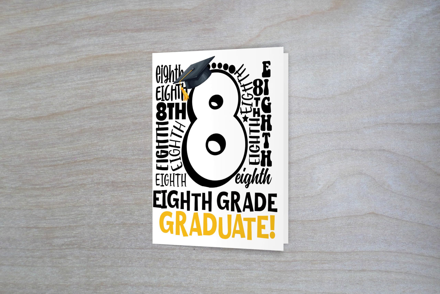 Red Door Inspirations 8th Grade Graduation Card, Eighth Grade Graduate Congratulations, Middle School Graduation Card - Made in the USA! (Eighth Grade Typography)