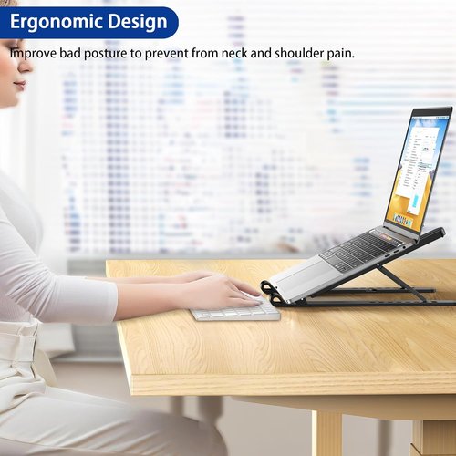 BESIGN LS01 Pro Ergonomic Laptop Stand - Adjustable Portable Riser for 10-14" Laptops | Black