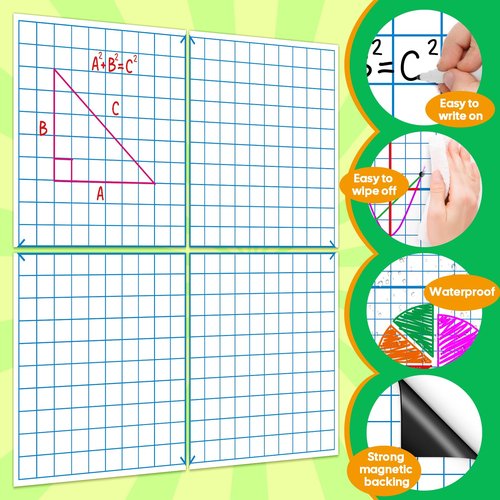 PraxiKidy Giant Magnetic XY Coordinate Graph Grid Paper,Dry Erase Chart Paper for Whiteboard Homeschool Teacher Must Haves,Math Classroom Teaching Supplies Math Manipulatives