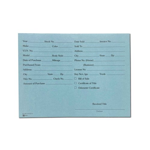 EZ Line Printed Vehicle Deal Record Envelopes 9x12 Jackets 100 Pack (Light Blue Simple)
