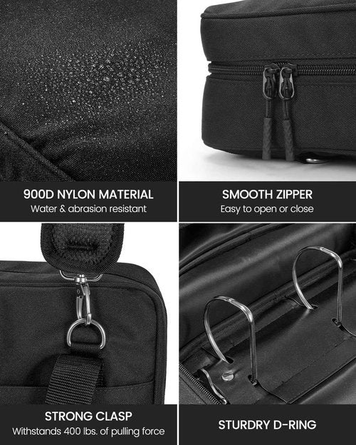 Realove 3 Inch 3 Ring Zipper Binder with Double Shoulder Strap & Handle - 3” D-Ring Binder with Zipper with Multi-Pocket (for 13” Laptop & Tablet and Smaller) for School-Black(Pen not Included)