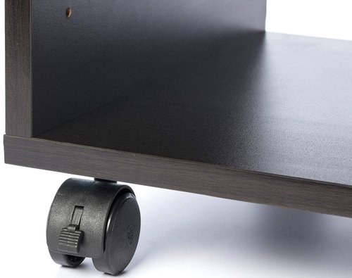 Basicwise Wooden Office Storage Printer Stand with Wheels, Black