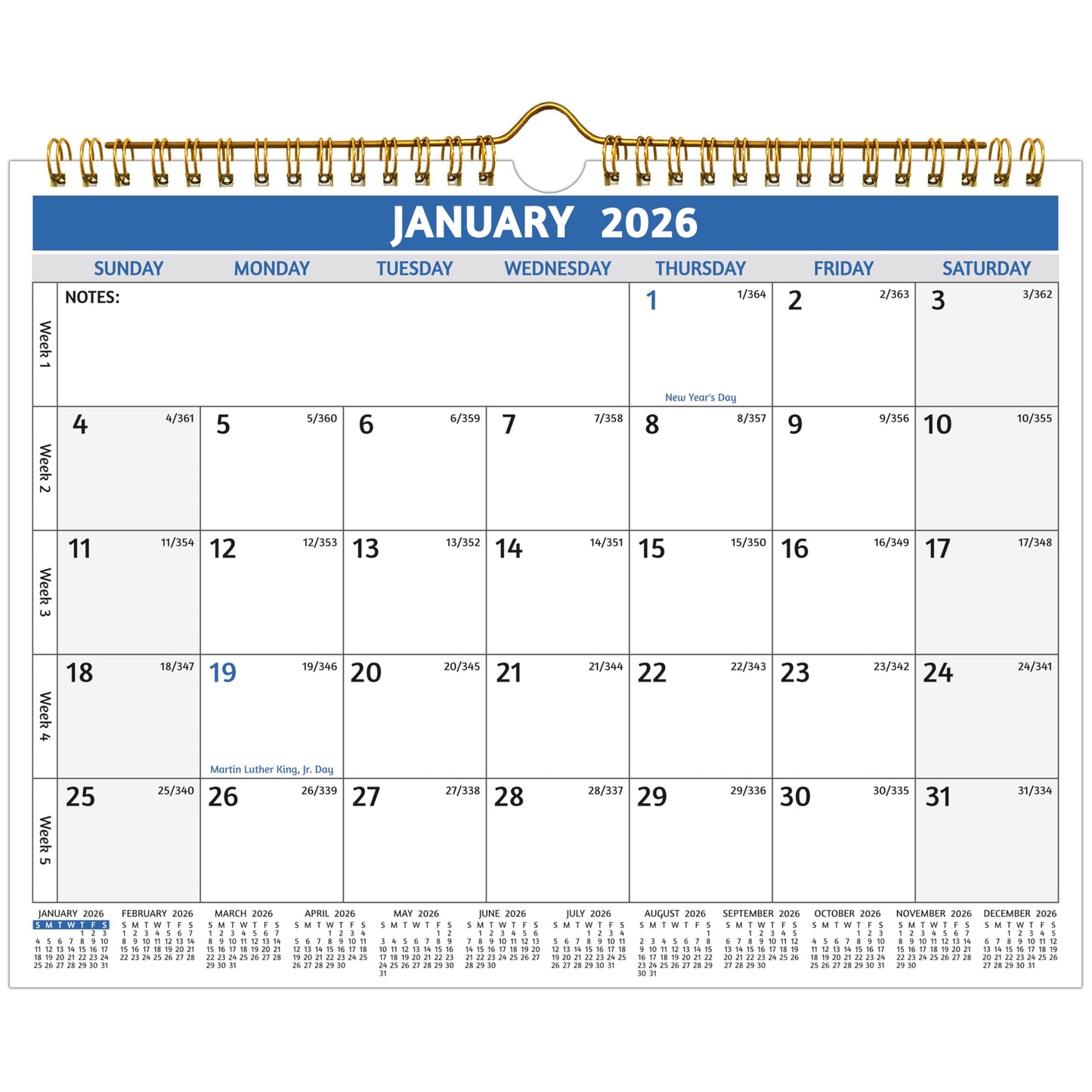 Wall Calendar 2026-2027 – Run Now to Jun 2027, 18 Monthly Calendar 2026-2027, 11 x 8.5 In, Small Monthly Calendar Wall, with Thick Paper, Holidays, Julian Dates ＆ Notes, Colorful Design