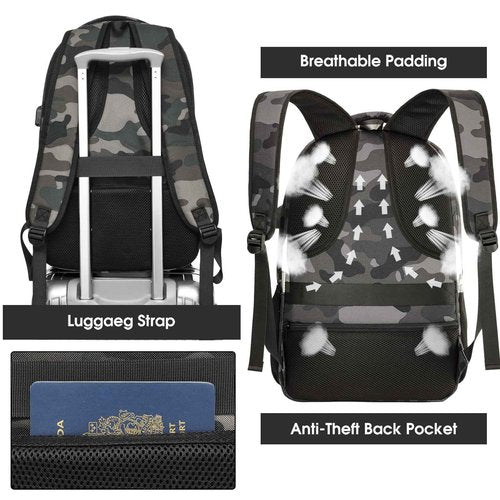 Backpack for Men Women, School Backpacks for Teen Boys, Business Anti Theft Sturdy Travel Laptop Backpack with USB Charging Port, Water Resistant 15.6 Inch Computer Bag Gift