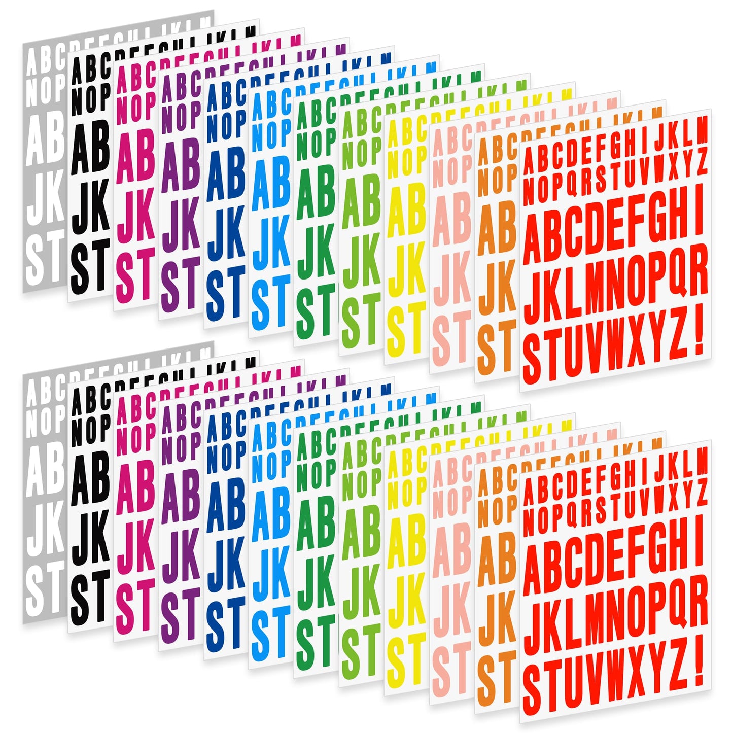 24 Sheets Letter Stickers 1272 Pcs Alphabet Sticker,1inch 2inch Self Adhesive Vinyl Letter Stickers Aesthetic Waterproof Decals for Scrapbooking,Water Bottles,Cup,Poster,Bulletin Board (Multicolor)