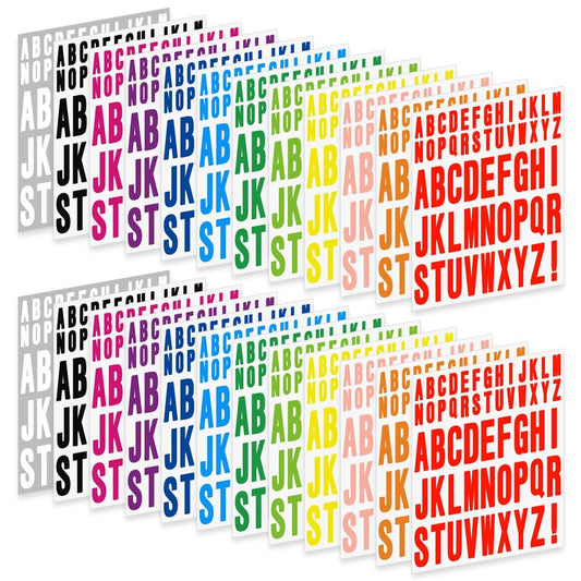 24 Sheets Letter Stickers 1272 Pcs Alphabet Sticker,1inch 2inch Self Adhesive Vinyl Letter Stickers Aesthetic Waterproof Decals for Scrapbooking,Water Bottles,Cup,Poster,Bulletin Board (Multicolor)