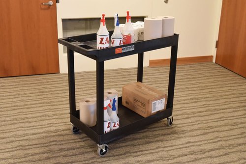 Luxor 32" x 18" Tub Storage Cart 2 Shelves - Black, (EC11-B)