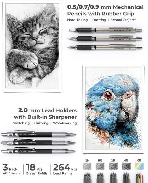 Four Candies School Supplies Set - 45 PCS with Pen Case, 12 Pastel Highlighters & 6 Gel Pens (Black)