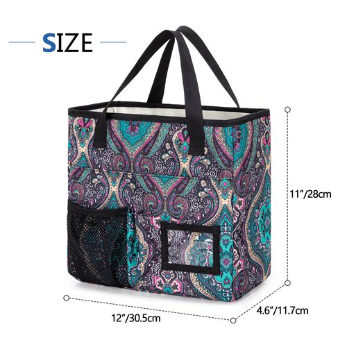 LoDrid Collapsible File Tote Bag with Handles, Portable File Organizer Box with 3 Built-in Boards for Letter Size Files, Document Storage Case for Office, Home, Travel, Totem, Bag Only, LD06002