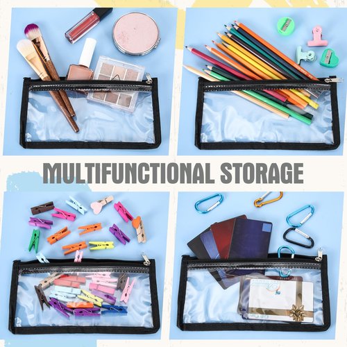 Honoson 30 Pack Clear Cash Money Pouch 3.9 x 7.8 Inch Bank Deposit Bag Clear Zipper Cash Envelopes Check Wallet, Multipurpose Utility Storage Bag