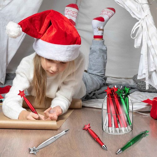 Cholemy 150 Pcs Christmas Ballpoint Pen with Star Holiday Pen Bulk Christmas Gifts Believe Pens 1.0 mm Black Ink Ballpoint Pens for Kid Adults Xmas Party Student School Office Home Supplies