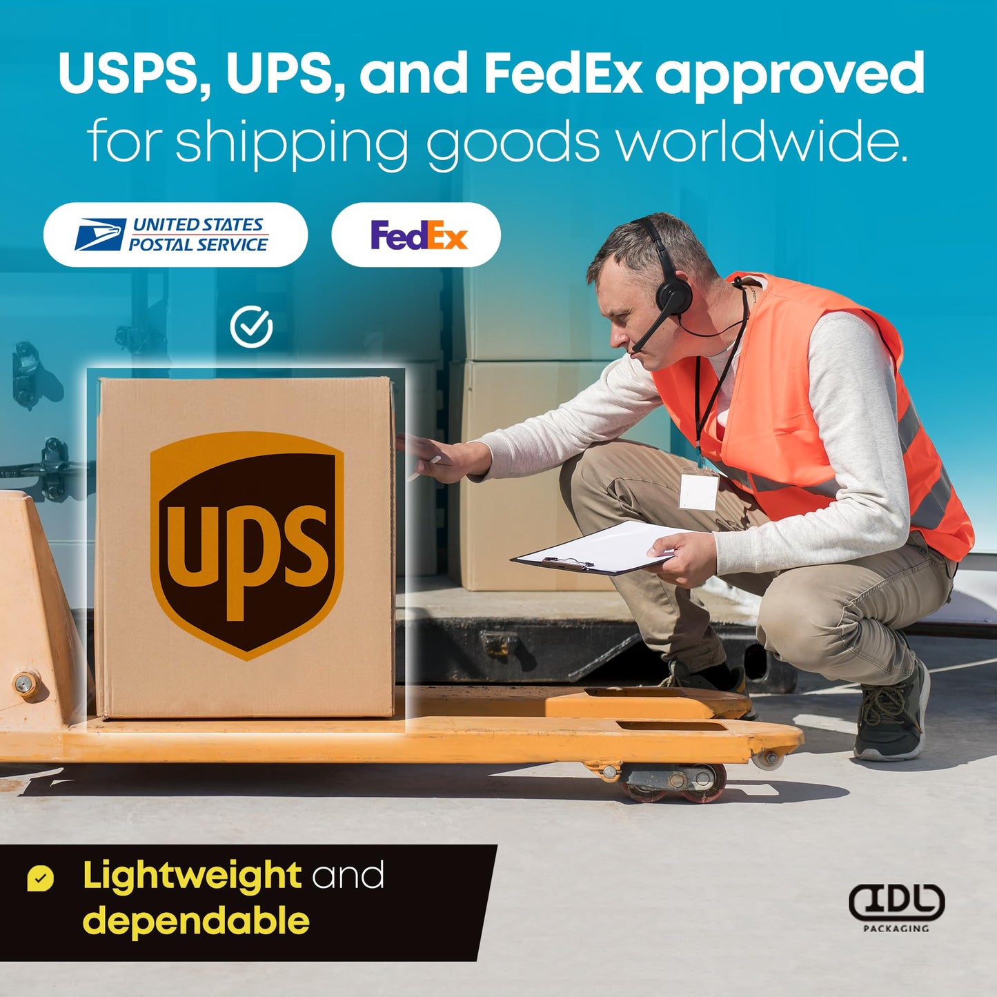 Medium Moving & Shipping Boxes 18 x 12 x 8 inches (5-Pack) - Extra Strength 200 lb vs Regular - USA-Made Corrugated Durable Cardboard Moving Boxes - Packaging & Moving Box Heavy Duty by IDL Packaging