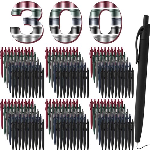Resholder 300 Pack Black Pens Bulk Retractable No Bleed Click Black Ink Smooth Writing Ballpoint Pens for School Office Supplies, 1.0mm