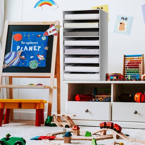 Fuutreo 3 Pcs Paper Organizer 8 Slots Literature Organizers Desk Vertical Mail Storage Craft Paper Storage for Office Home Classroom Mails Books Files Box(White)