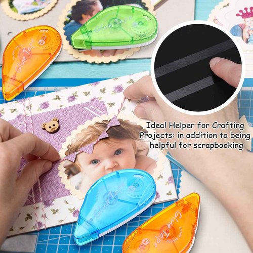 Geyee 30 Pack Double Sided Tape Roller Permanent Adhesive Scrapbooking 0.3 x 315'' Double Sided Tape Dispenser Dots for Journal Photo Paper Craft Arts Projects(Bright)