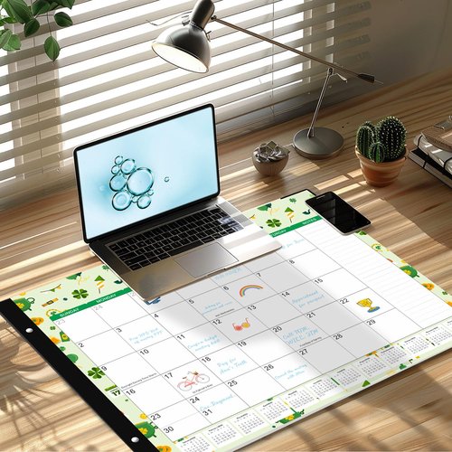 Desk Calendar 2025-2026, KOPEESY 22" x 17" Large Desk Top Calendar with Plastic Cover, 18 Months From January 2025 to June 2026