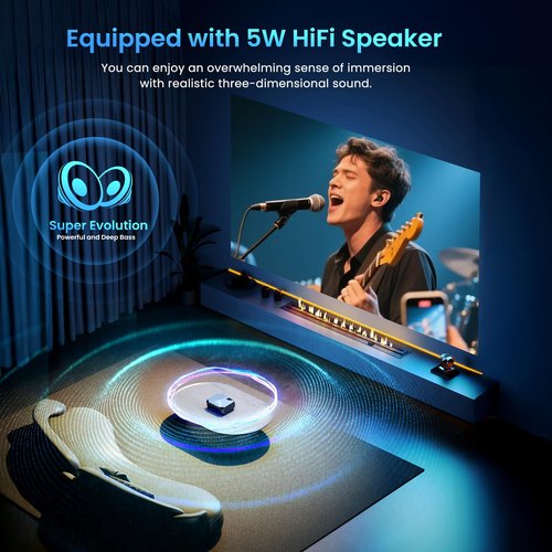 [Netflix Officially/High Brightness] Smart Projector with WiFi 6 and Bluetooth 5.3, 4K Outdoor Movie Projector with NETFLIX/Prime Video/YouTube, Portable Proyector Compatible with HDMI/USB/iOS/Android