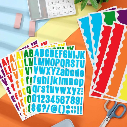 Teling 180 Pcs Trifold Poster Board Set, 8 Pcs 36 x 48 Trifold Display Presentation Cardboard Science Project Board with 172 Sheet Title Letter Stickers for Classroom School Office