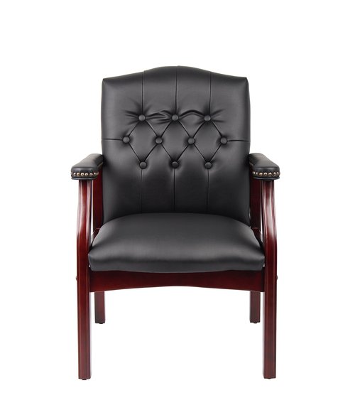 Boss Office Products Ivy League Executive Guest Chair, Vinyl, Black