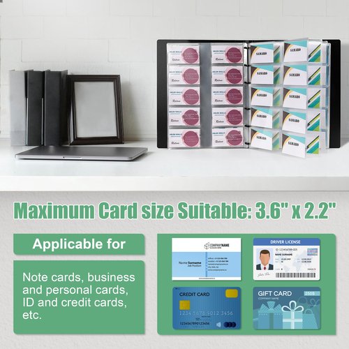 MyLifeUNIT Business Card Book, Name Card Holder Book with 600 Business Cards Capacity, Credit Card Book File Storage (Black)