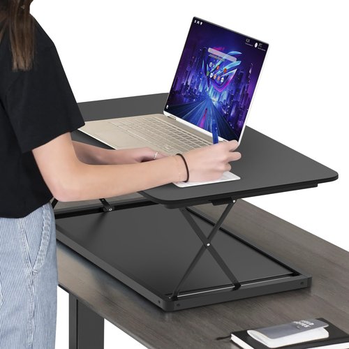 Changedesk Mini Small Standing Desk Converter Height Adjustable Desktop Sit-to-Stand Up Desk Riser Laptop Table Top Standing Converter, Black