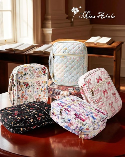 Miss Adola Bible Cover Case for Women - Quilted Organizer with Zipper Handle & Shoulder Strap | Perfect for Teens