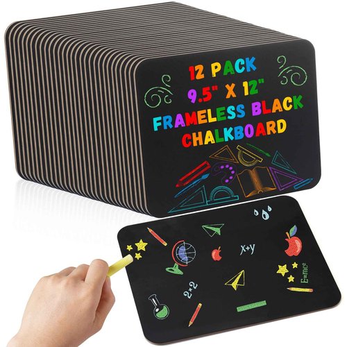 Humyoun 12 Pcs Chalk Board 9.5" x 12" Frameless Chalkboard for Kids Mini Wooden Chalk Board Small Chalkboard Signs Student School Supplies for Kids Classroom Home Office Restaurant