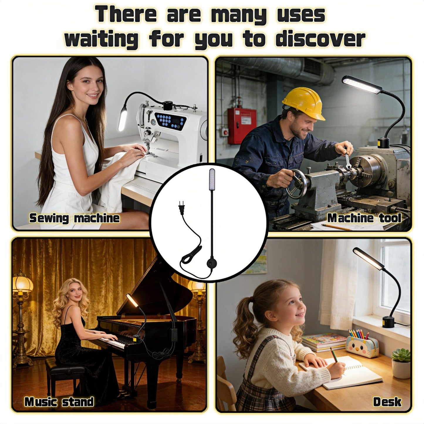 yayaboqu 30 LED Sewing Machine Light with Flexible Silicone Neck, Magnetic Base Work Lamp for Sewing Machines, Drill Press, Desk, Music Stand, Crafts, Workbench, Non-Flicker, Eye-Caring Design